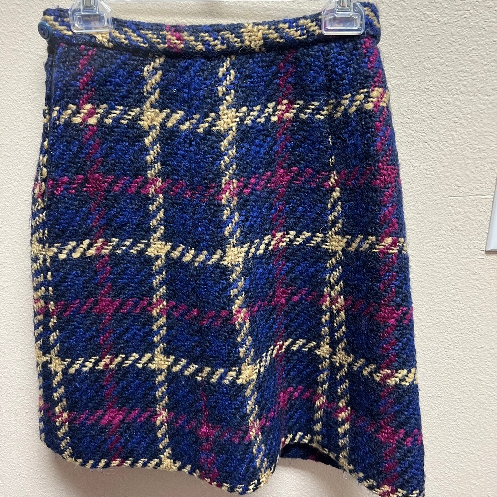 VINTAGE Thick Wool Plaid Skirt
